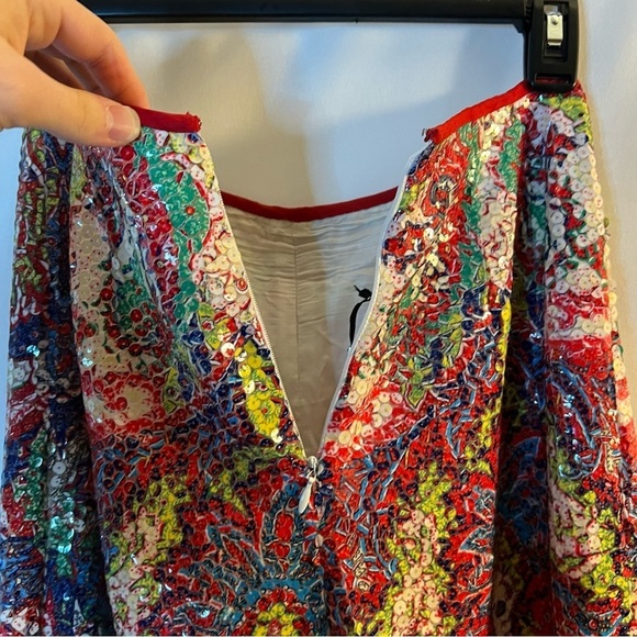 Saks Fifth Avenue Womens Multicolor Sequin Dress Pants Size 4 Straight leg Rare - Picture 4 of 10